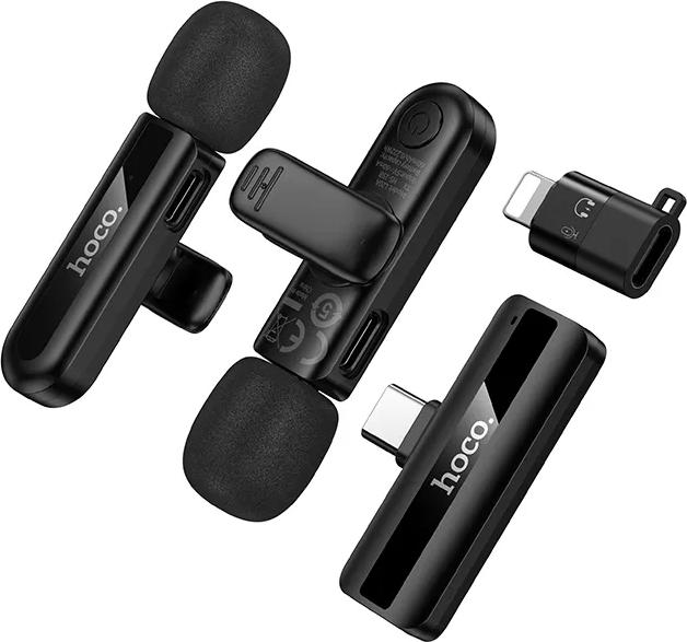hoco Dual Mic Wirless Mini Digital Microphone USB-C+Lightning L20A Black