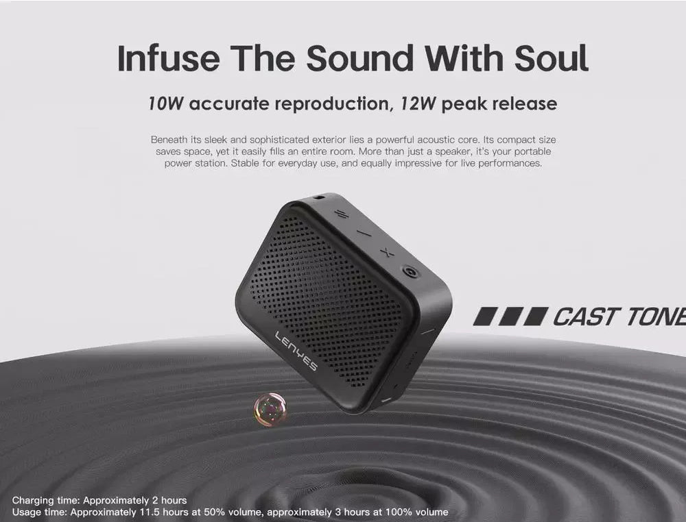 Lenyes Outdoor Wireless Speaker Cast Tone Black