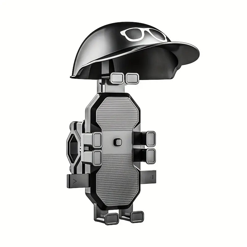 Shade From The Sun And Rain Small Helmet Phone Holder Automatic Locking - Black