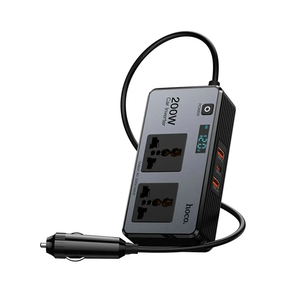 hoco 200W DC TO AC Universal Car Inverter Scooket Z66 Black