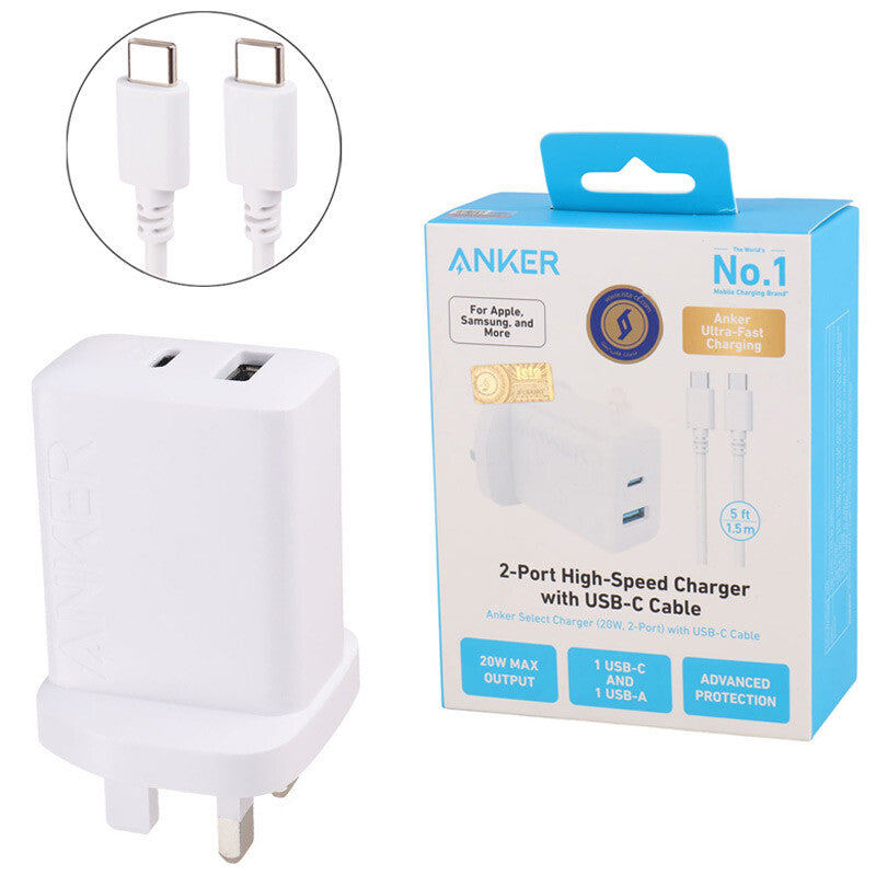 Anker 2-Prot High-Speed Charger With USB-C Cable 1.5m 20W