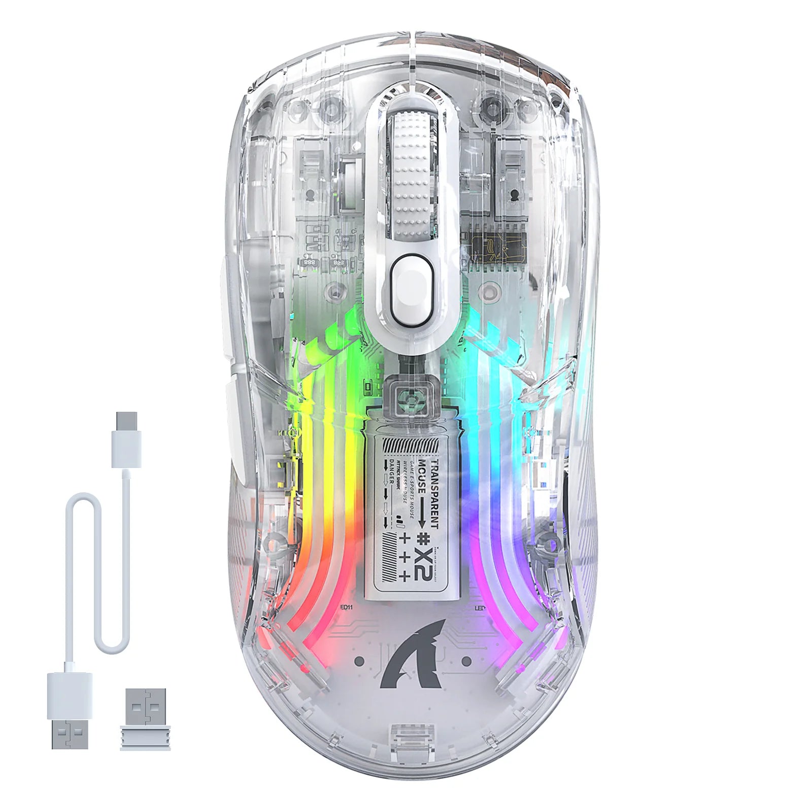 Attack Shark RGB Semi-Transparent Mouse - X2 White