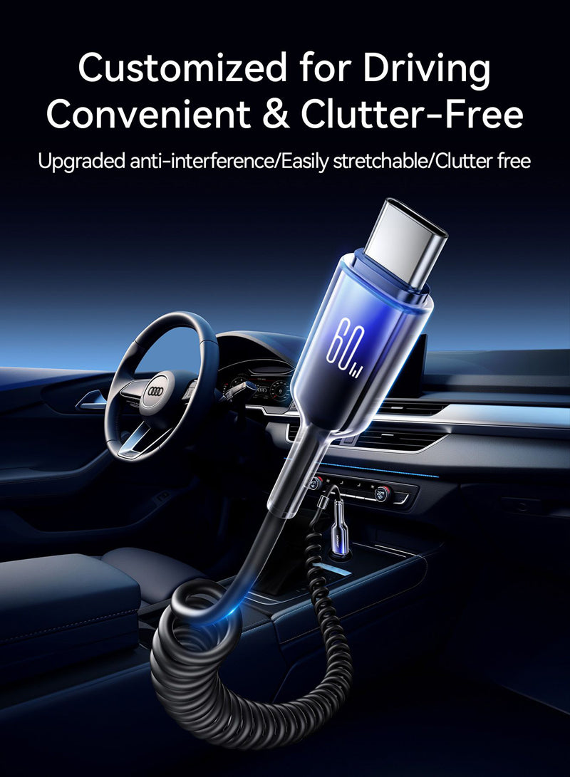 Joyroom Coiled Fast Charging Data Cable Type-c to Type-c 60W 1.5m S-A43 - Black