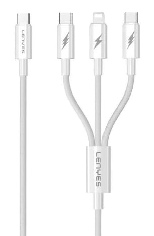 Lenyes Three-in-One Braided Data Cable 3 in 1 LC521 White