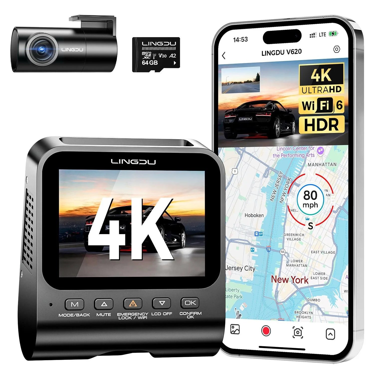 Azdome Dash Cam Enjoy Your Smart Driving 4K Ultra Hd-2BAEAP-V620
