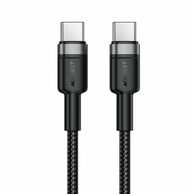 كابل بيانات وشحن سريع من Acefast، USB-C إلى USB-C، 60 واط، 1.2 متر - C22-03، أسود