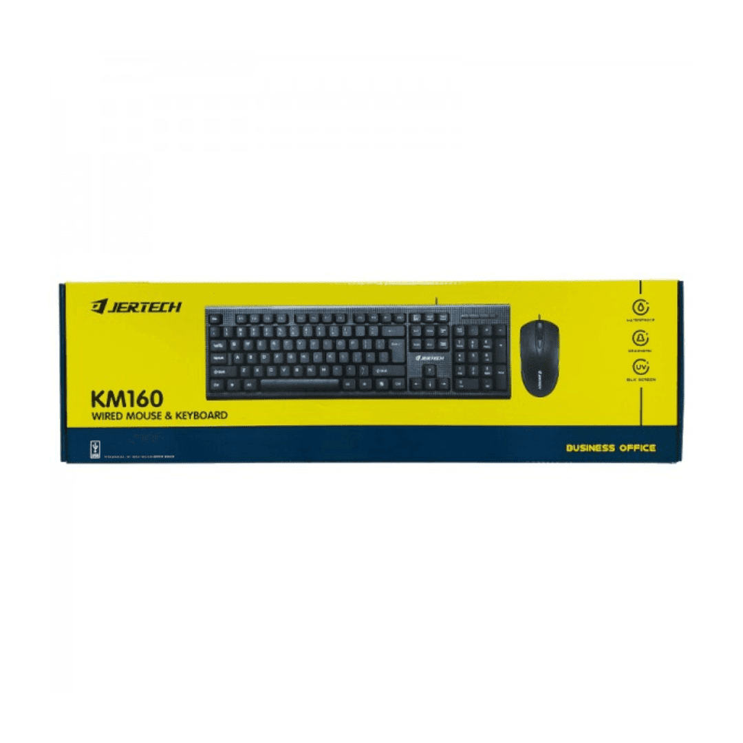 Jertech Wired Mouse And Keyboard - KM160 Black