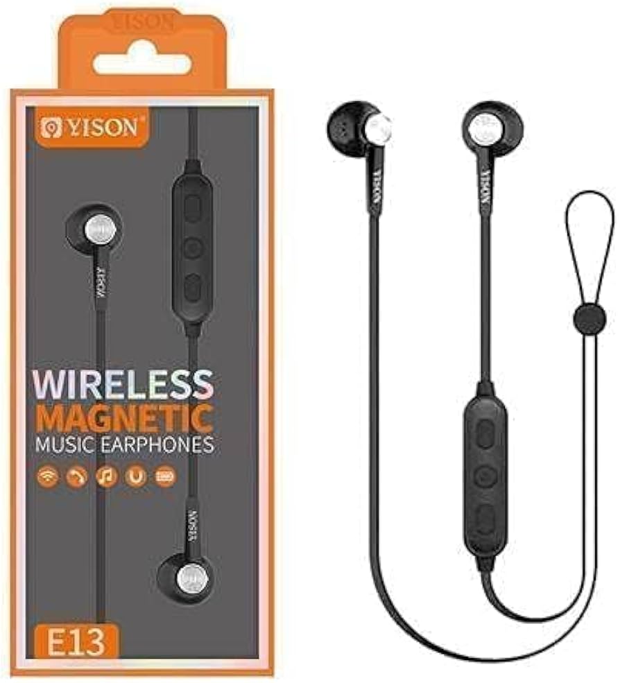 Yison Wireless Magnetic Music Ear Phone E13 - Black