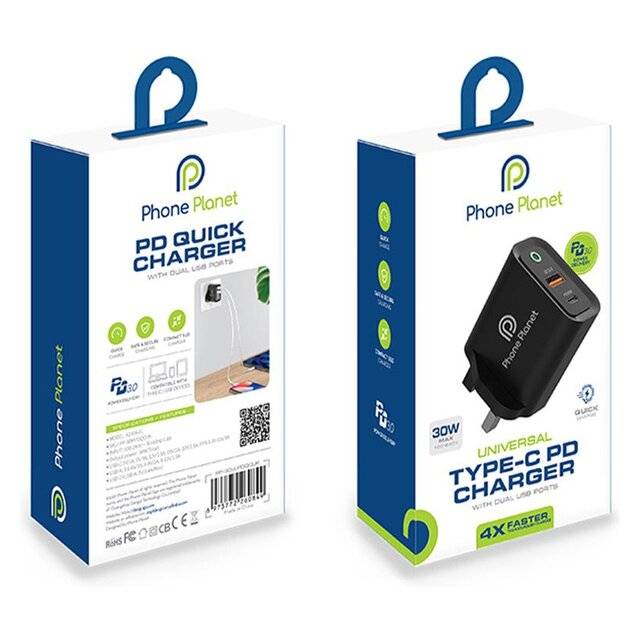 Phone Planet Universa Type-C Pd Charger With Dual Usb Ports 30W Max PP-30W Pdqcukl