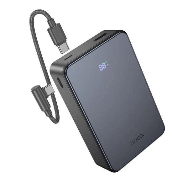hoco Power Bank With Bidirectional Cable Charging & Lanyard Charge 50% in 30Min 10000mAh J170 Metal