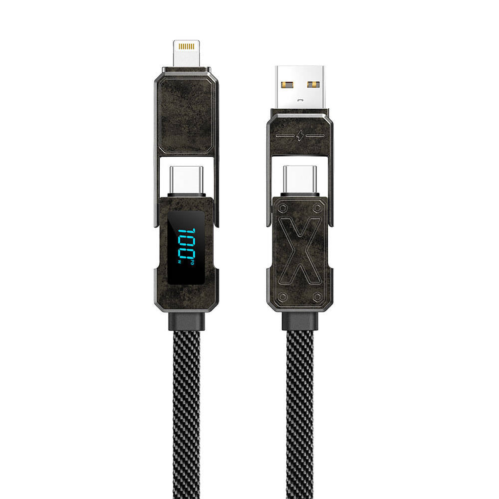 Wiwu Titan USB-A_USB-C TO USB-C+Lightning Cable 100W 1.2m - WI-C039 Black