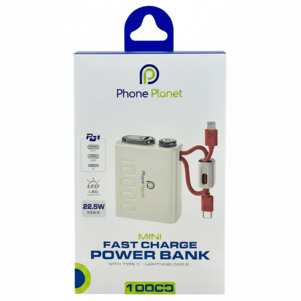 Phone Planet Mini Fast Charge Power Bank 10000 With Type-C +Lightning Cable 22.5W Max PP-PB22.5W 09