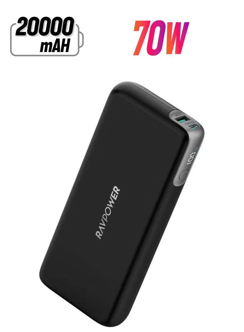 Ravpower PD Pioneer 20000mAh 70W 3=Port Power Bank - RP-PB201 Pro - Black