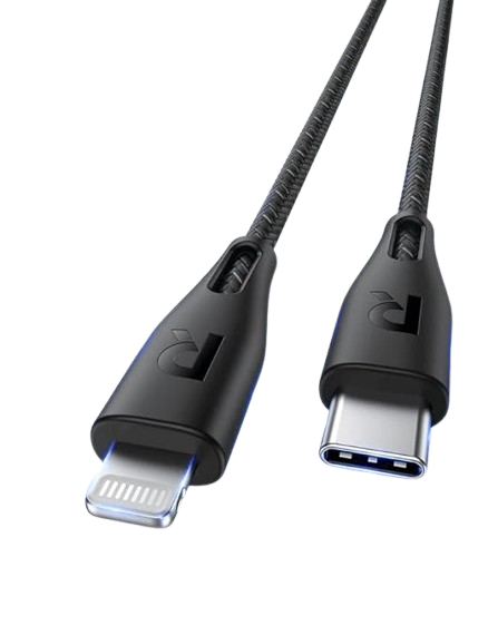 كابل شحن ومزامنة من Ravpower USB-C مع موصل Lightning بطول 1.2 متر RP-CB1017