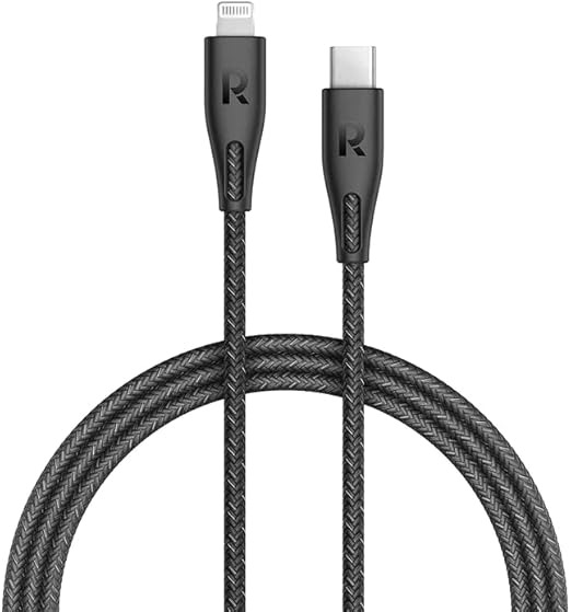 كابل شحن ومزامنة من Ravpower USB-C مع موصل Lightning بطول 1.2 متر RP-CB1017