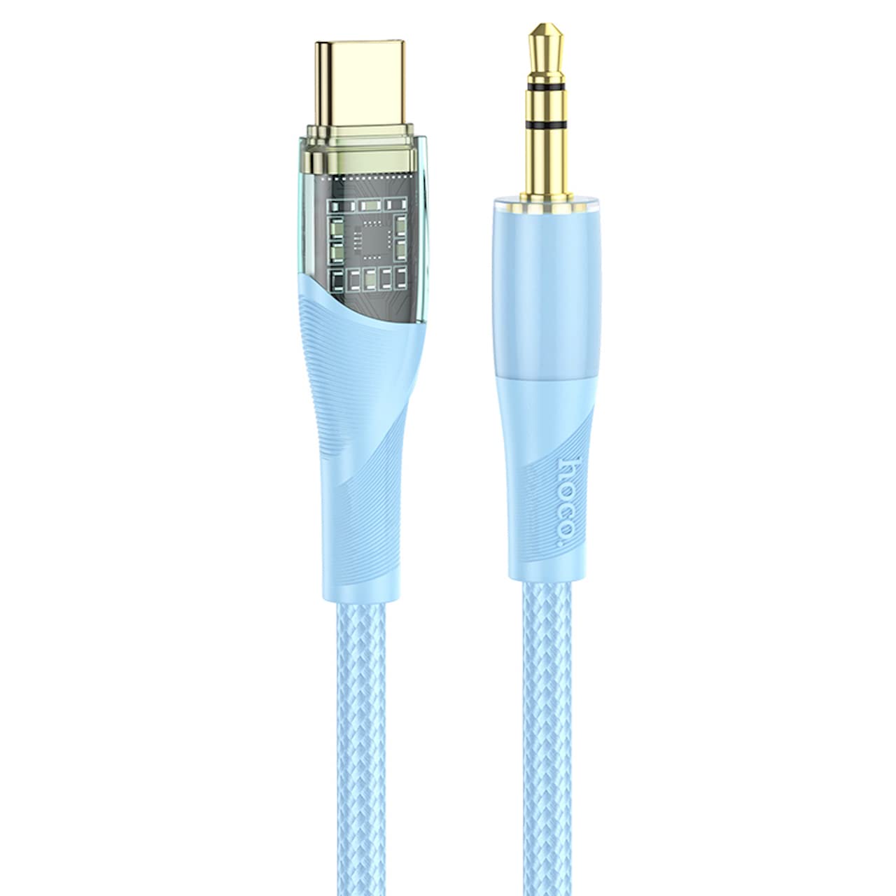 Hoco Transparent Discover Edition Audio Conversion Cable Aux TO Typ-C 1M UPA25 - Blue