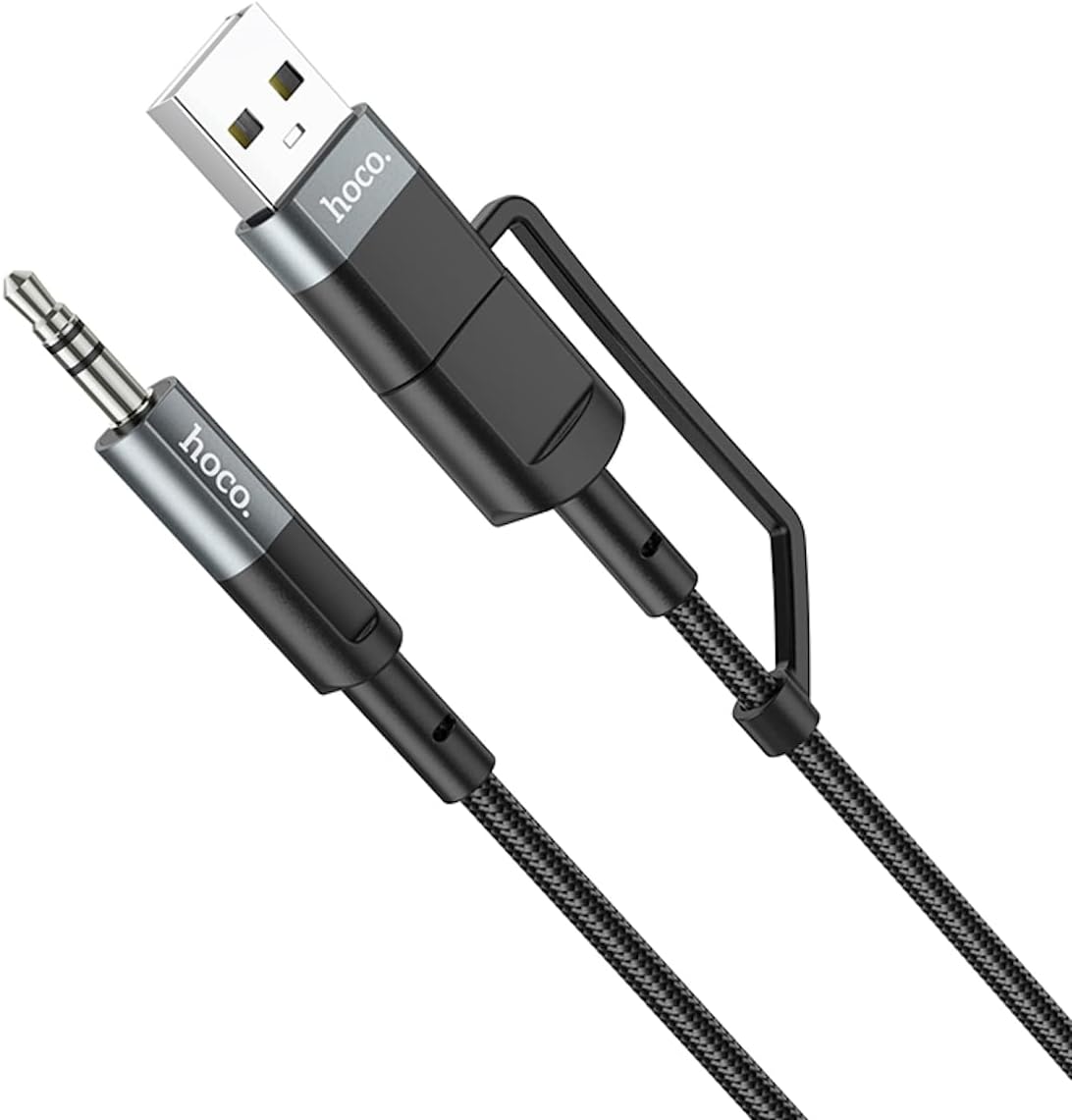Hoco 2 IN 1 Digtal Audio Conversion Cable Aux TO Typ-C And Usb-A 1M UPA23 - Black