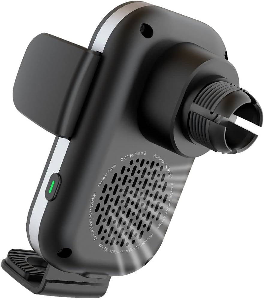 Powerology Dual Coil Car Mount Wireless Charger 15W Built-in Cooling Fan