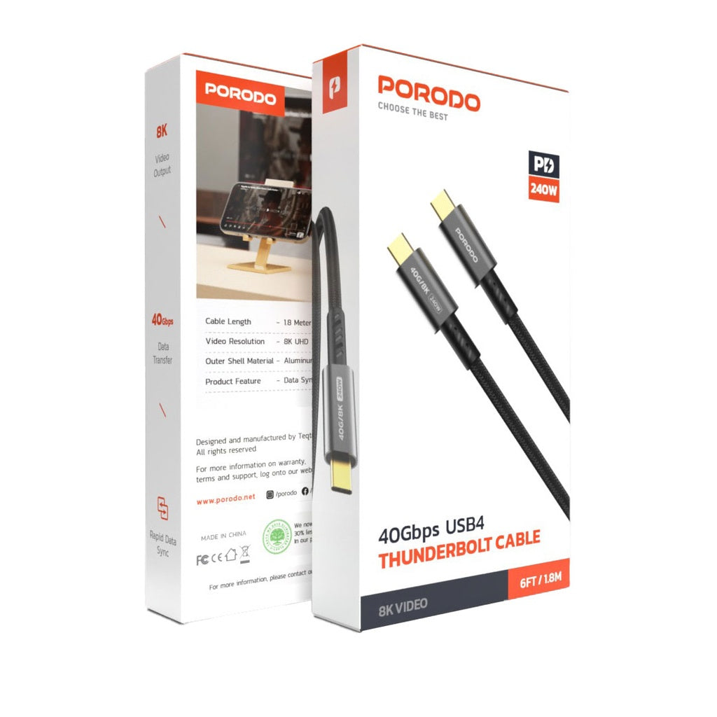 Porodo 40Gbps USB4 Thunderbolt Cable 240W