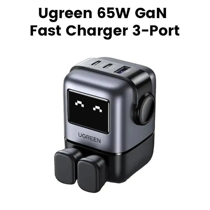 Ugreen Nexode Rg 3-Port Gan Fast Charger-65W (Black)