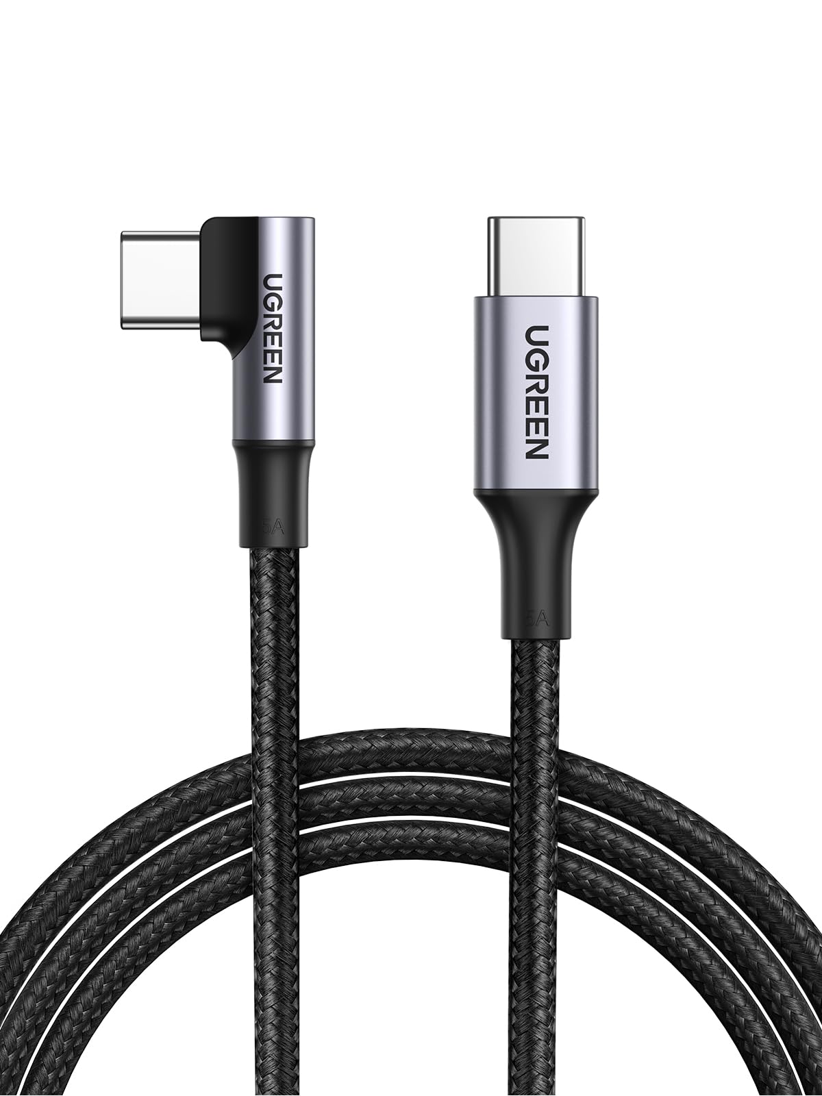 Ugreen USB-C TO USB-C 90Degree PD Fast Charging Cable 100W 2m - Black