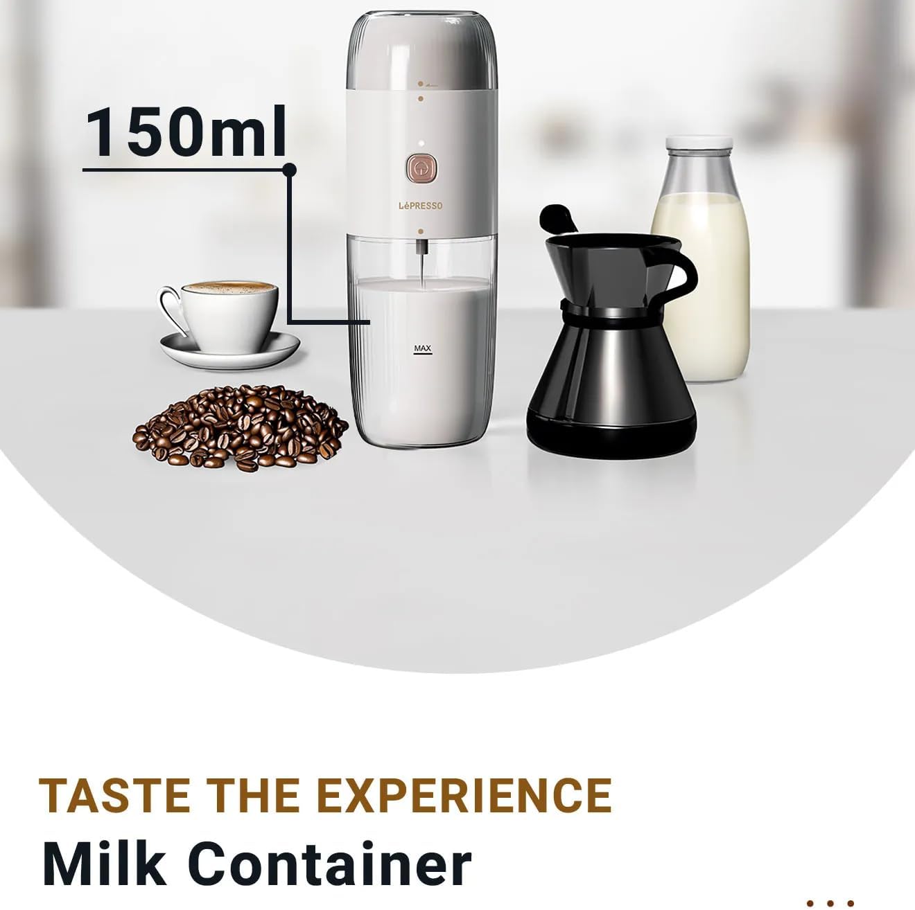 Lepresso Coffee Grinder Milk Frothing Portable Cordless Desing 150ml