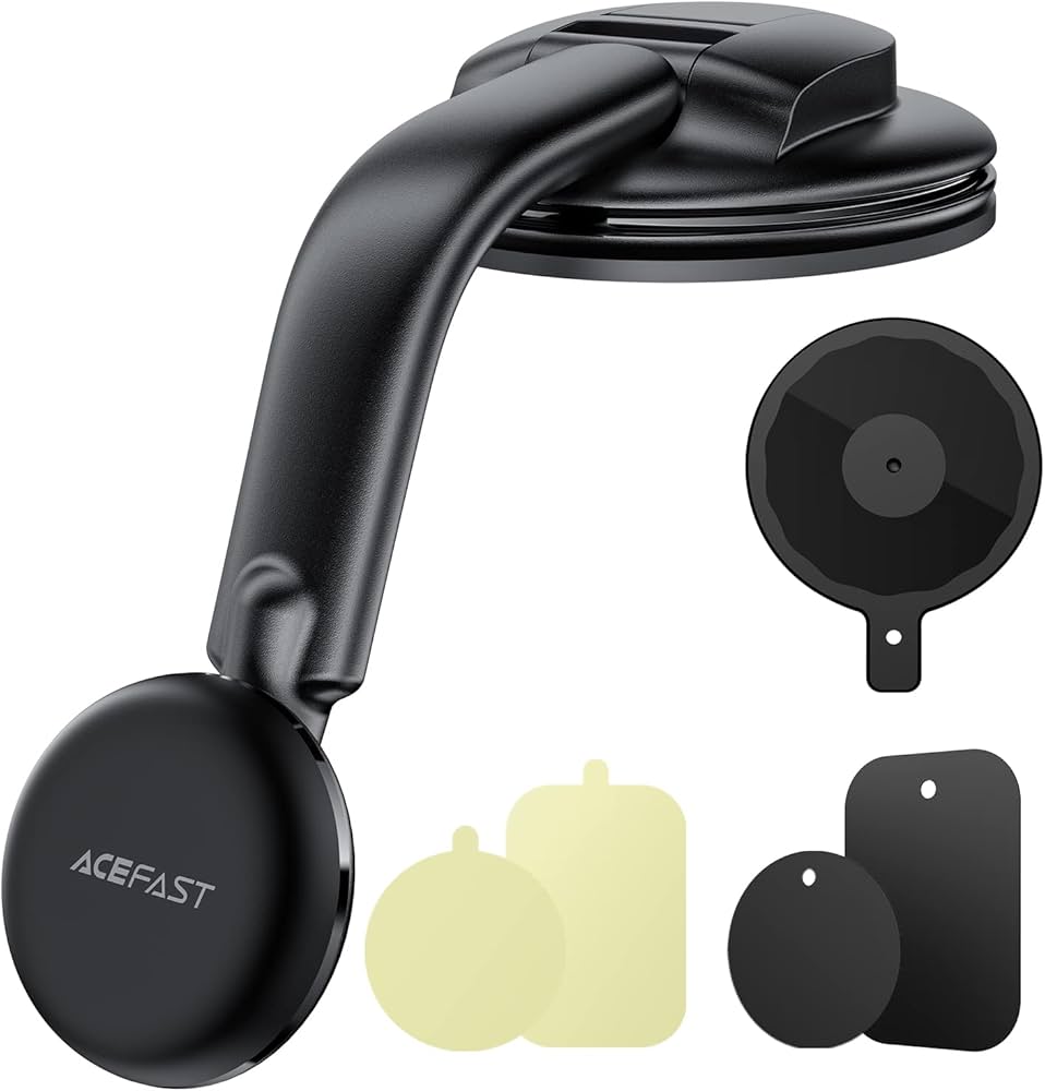 Acefast In-Car Phone Holder Dual Magnetic Pad For 2 Phones -D60 Black