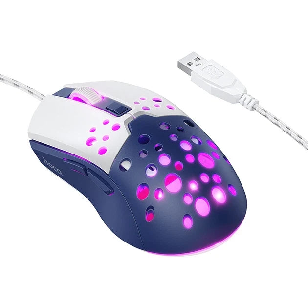 hoco Luminous Wired Mouse GM51 White&Blue