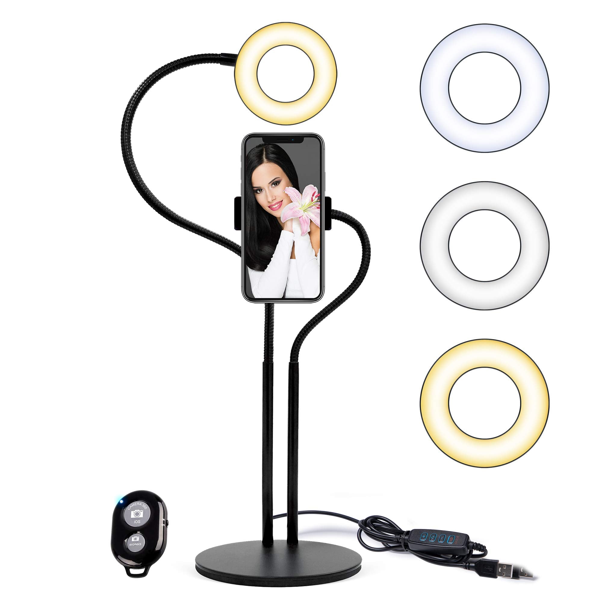 Cell Phone Stander With LED Ring Light