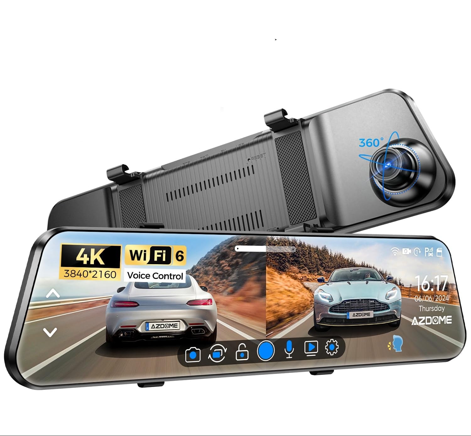 Azdome Streaming Media Mirrir Dash Cam 4K PG17 Max