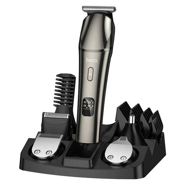 hoco Hair Clipper Set IPX6 Waterproof 6 in 1 - HP26 Metal Gray