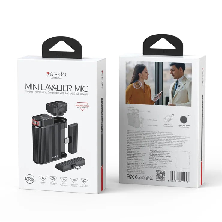 Yesido Mini Lavalier Microphone Type-c+Lightning Connector - KR19