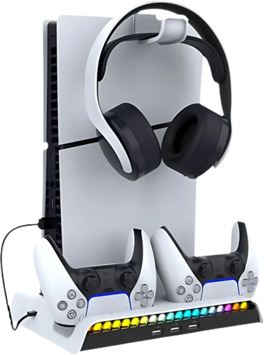 ipega Vertical Stand Cooling Fan + Charging Dock + Headset Holder + RGB Lighting For PS5 Pro /PS5 Si