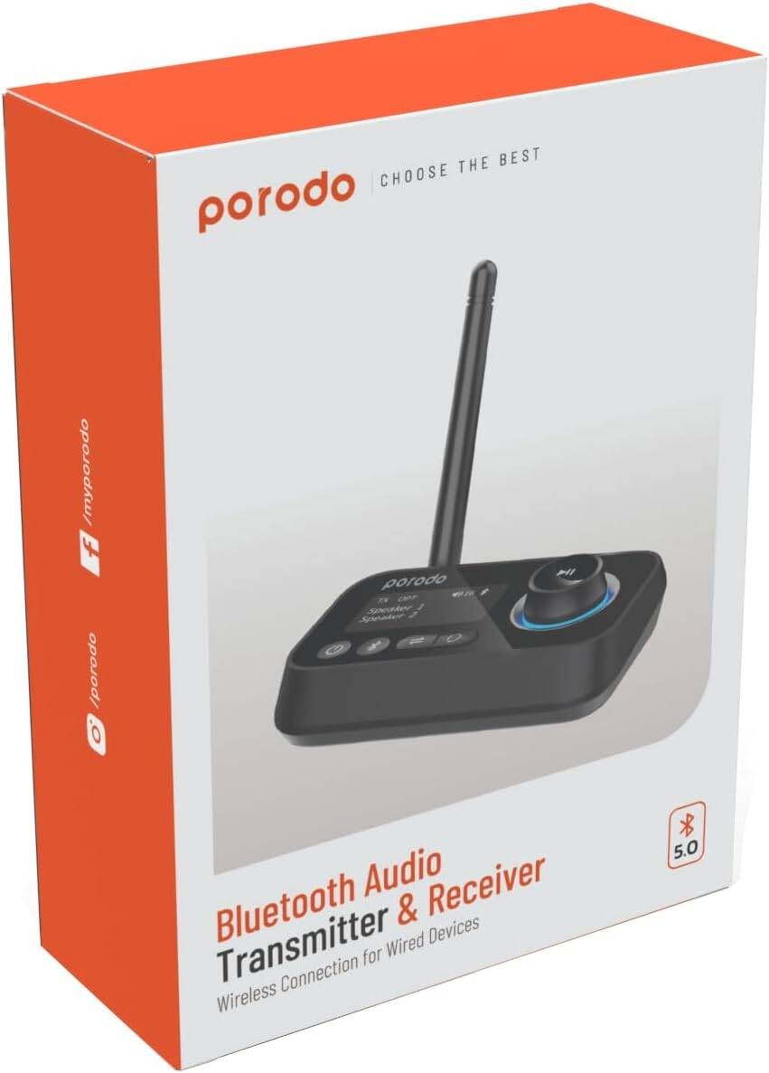 Porodo Bluetooth Audio Transmitter & Receiver Wireless Connection For Wired Devices