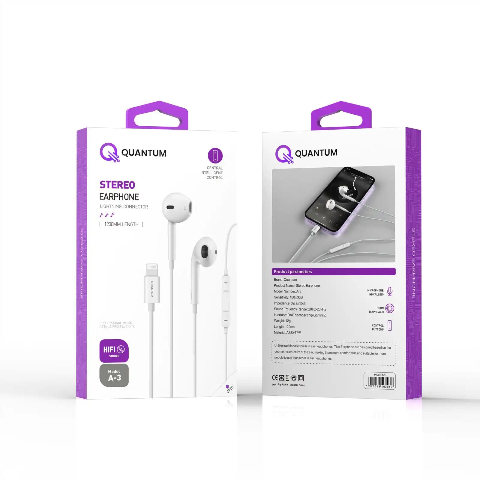 Quantum Stereo Earphone Lightning Connector A-3 - White