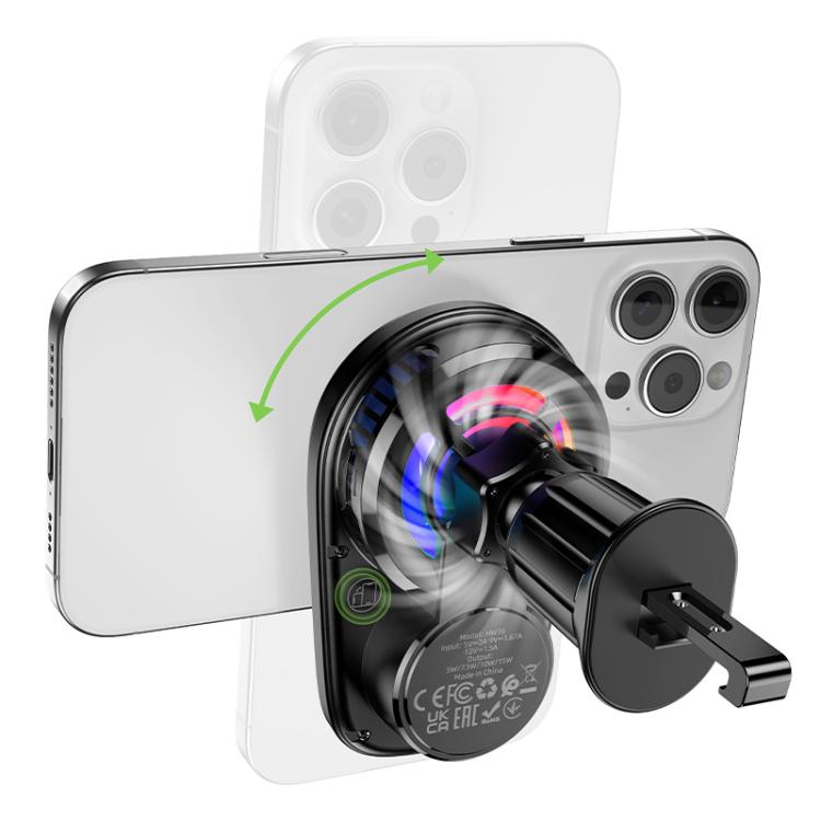 hoco Air Outlet Car Holder 2 IN 1 Magnetic Charger 15W & Cooler HW36 Black