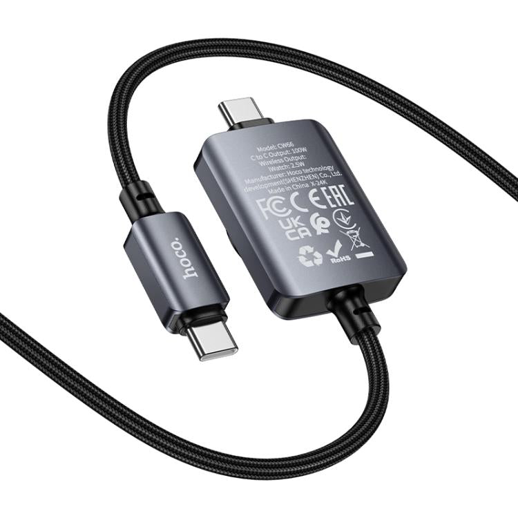 hoco 2 in 1 USB-C TO USB-C Magnetic Wireless Charging 1.2m CW66 Black