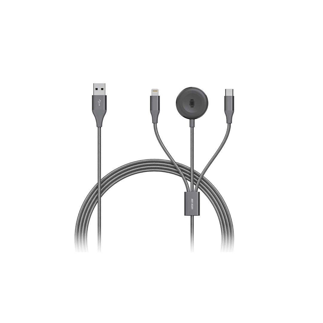 كابل شحن Green Lion 3 في 1 USB-A إلى Lightning + Iwatch + Typ-C بطول 1.2 متر