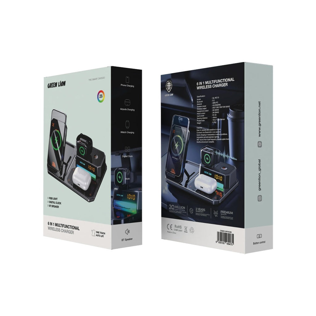 شاحن لاسلكي متعدد الوظائف 6 في 1 من Green Lion