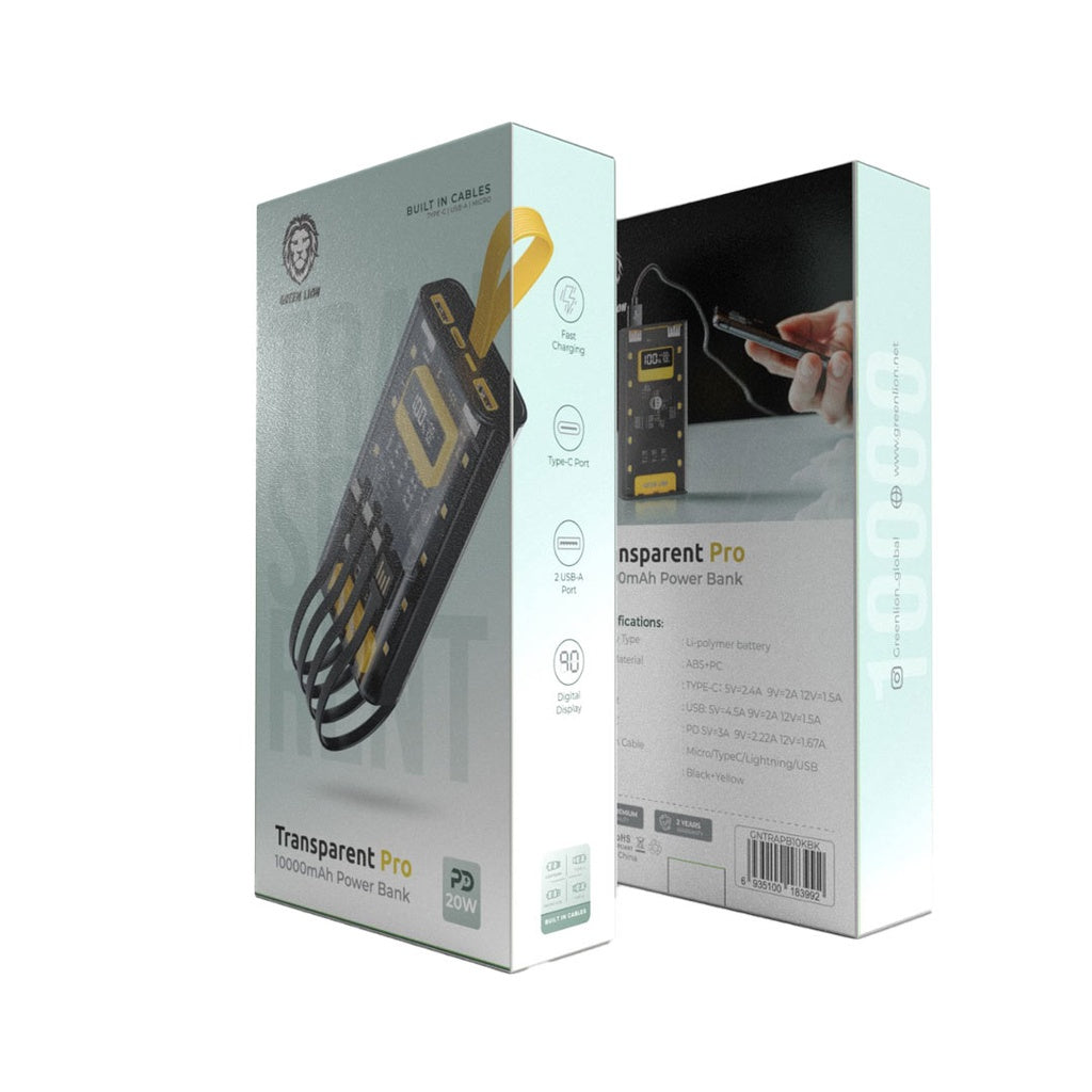 Green Lion Transparent Pro 10000mAh Power Bank 20W