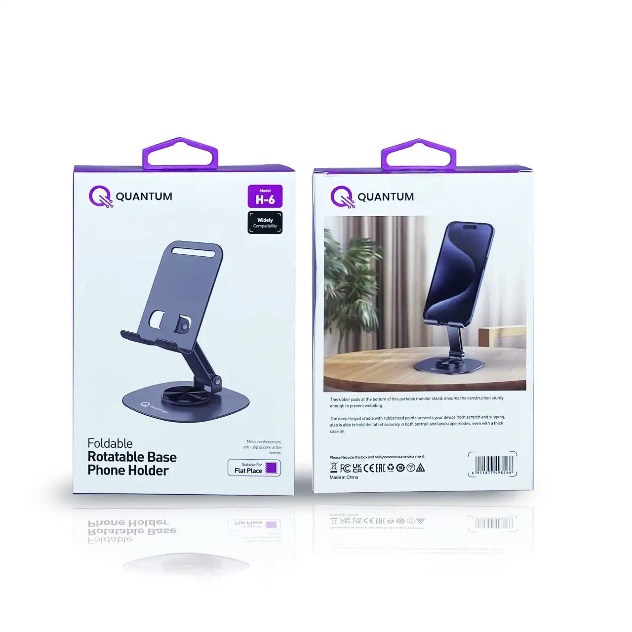 Quantum Foldable Rotatable Base Phone Holder H-6