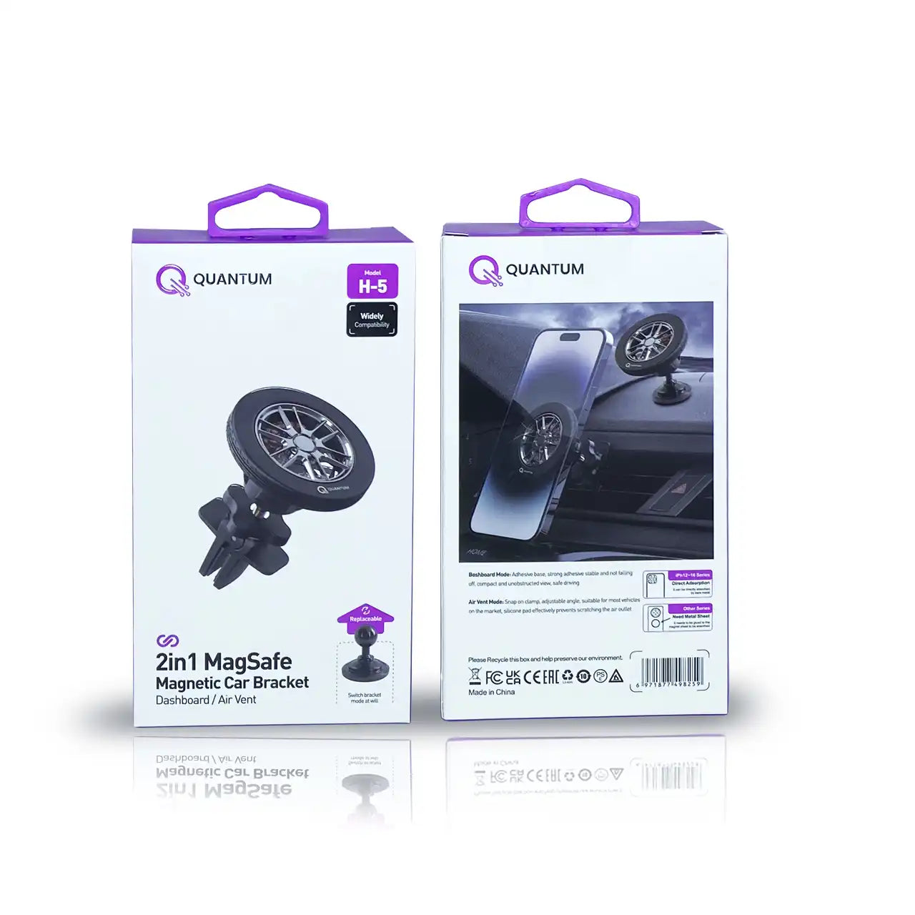 Quantum 2 in 1 Magsafe Magnetic Car Bracket Dashboard / Air Vent H-5
