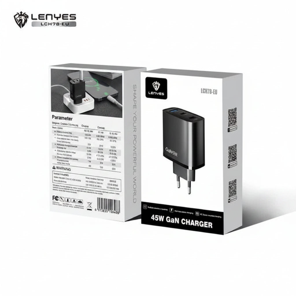 Lenyes 45W Gan Charger 3 Prot LCH78-UK Black