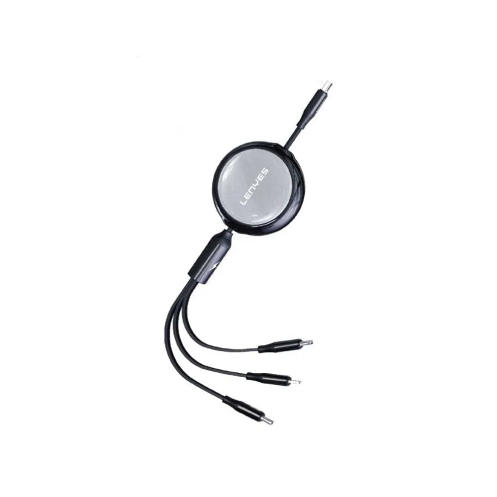 Lenyes Three-in-one Retractable Data Cable 60W Fast Charging LC524 Black