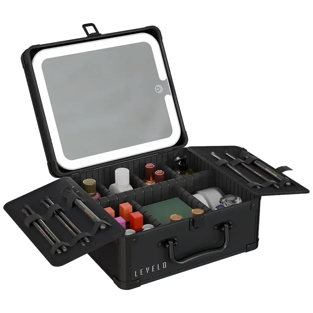 Levelo Elite Makeup Box Organizer With Mirror Black