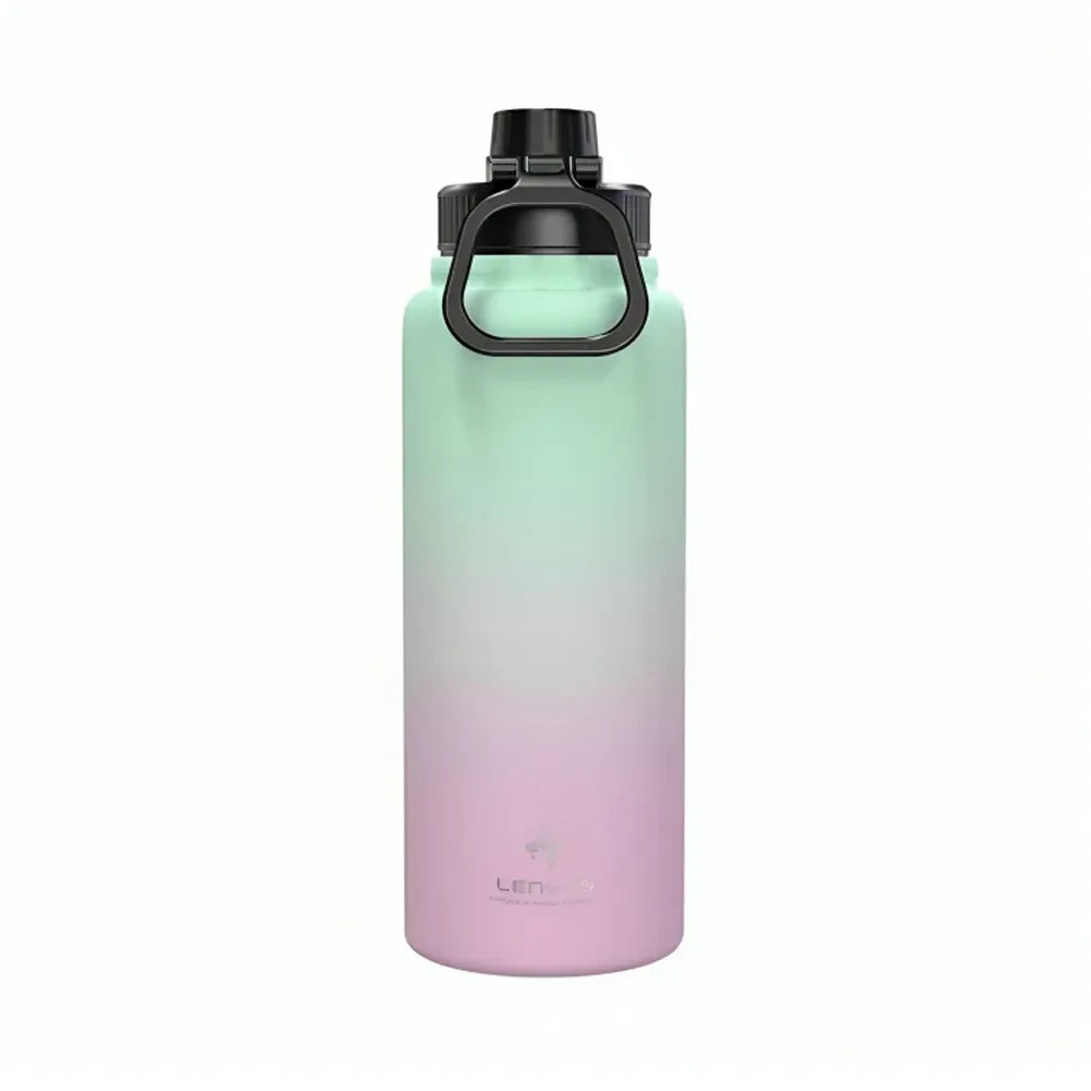 Lenyes 1000ML Vacuum Sports Bottle Gradient LWB202 Black+Pink