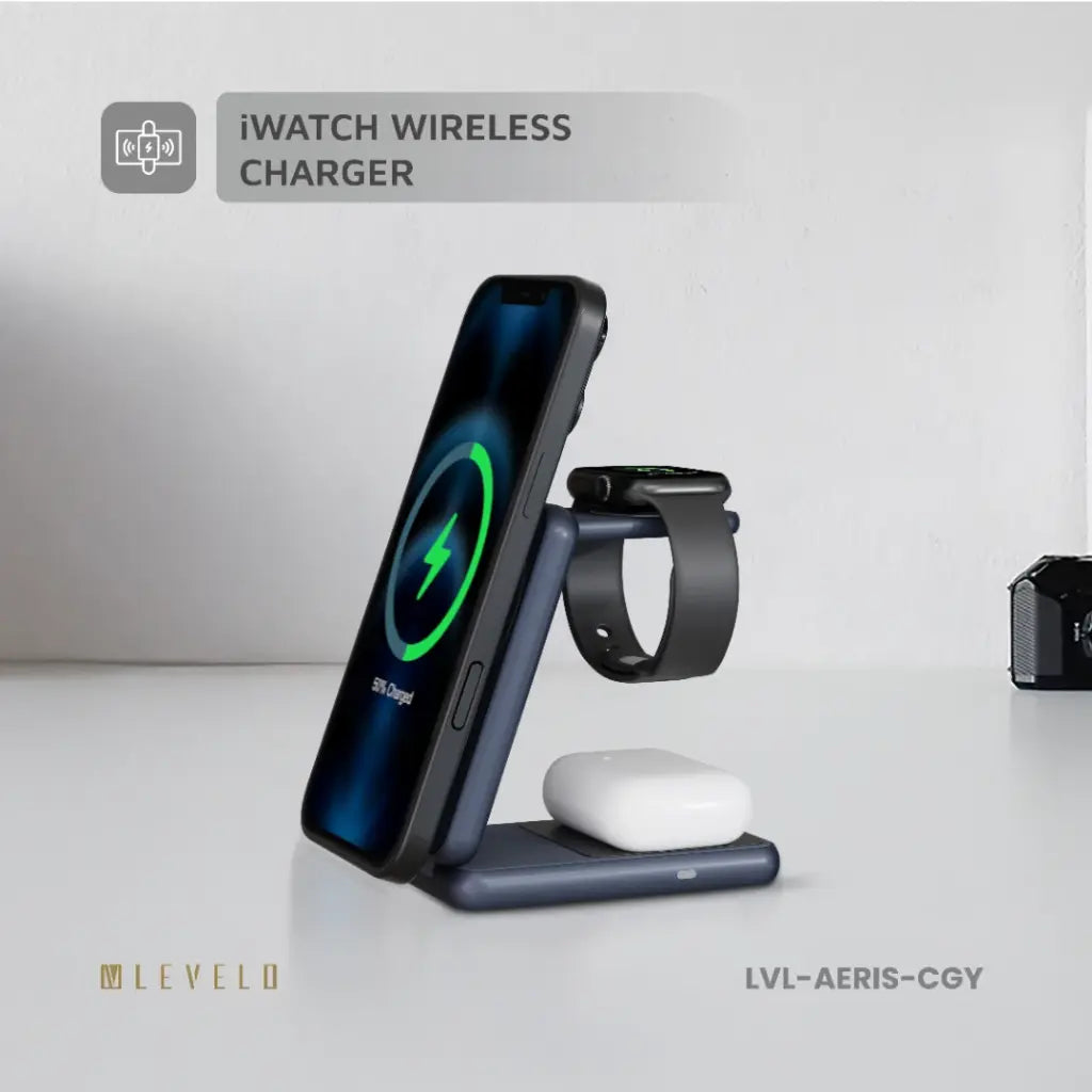 Levelo Aeris 3 IN 1 Foldable Wireless Charger Gray