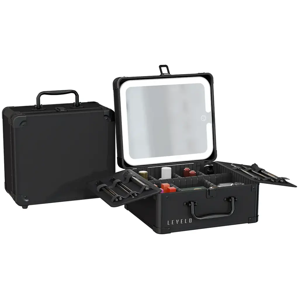 Levelo Elite Makeup Box Organizer With Mirror Black