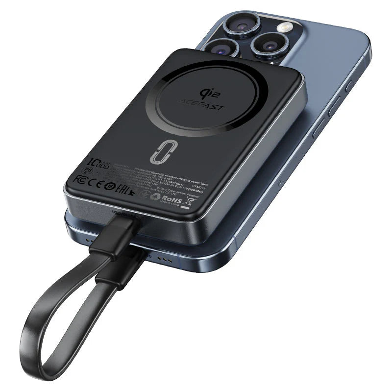 Acefast 10000mAh Fast Power Bank Q12 15W Magnetic Wireless Charger PD30W - M11 Black