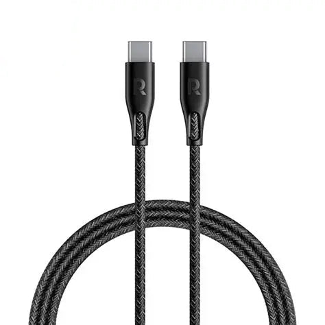 كابل شحن ومزامنة من Ravpower بقوة 60 واط من النايلون المضفر USB-C إلى USB-C بطول 1.2 متر RP-CB1029